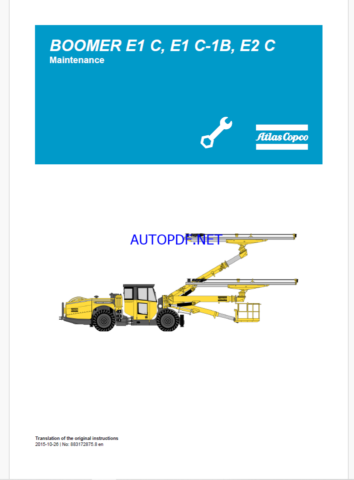 Atlas Copco BOOMER E1 C, E1 C-1B, E2 C Maintenance Manual