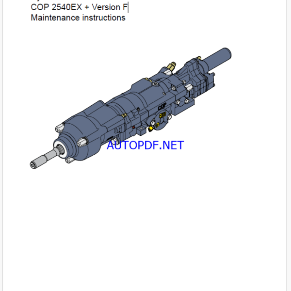 Atlas Copco Hydraulic Rock Drill COP 2540EX + Version F Maintenance Manual