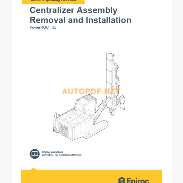 Epiroc PowerROC T35 Component Removal and Installation Instructions