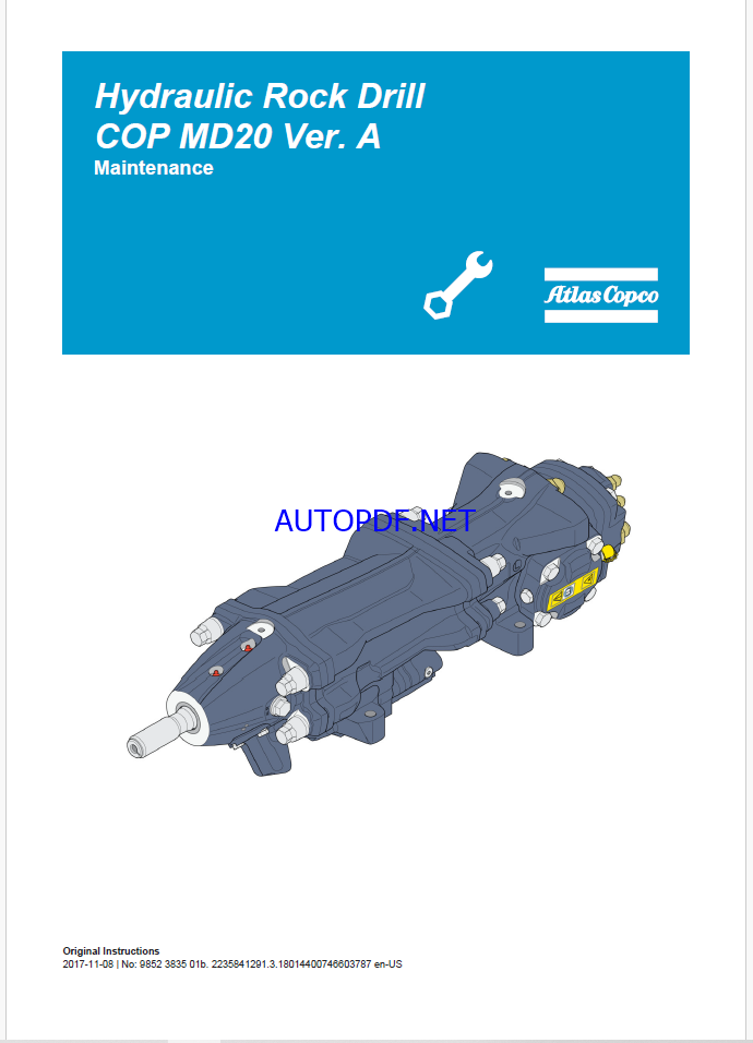 Atlas Copco Hydraulic Rock Drill COP MD20 Ver. A Maintenance Manual