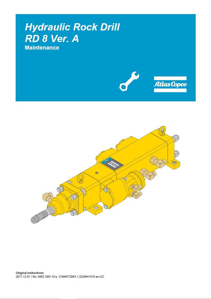 Atlas Copco Hydraulic Rock Drill RD 8 Ver. A Maintenance Manual