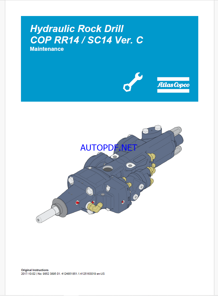 Atlas Copco Hydraulic Rock Drill COP RR14 / SC14 Ver. C Maintenance Manual