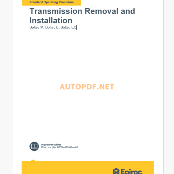 Epiroc Boltec M, Boltec E, Boltec EC Component Removal and Installation Instructions