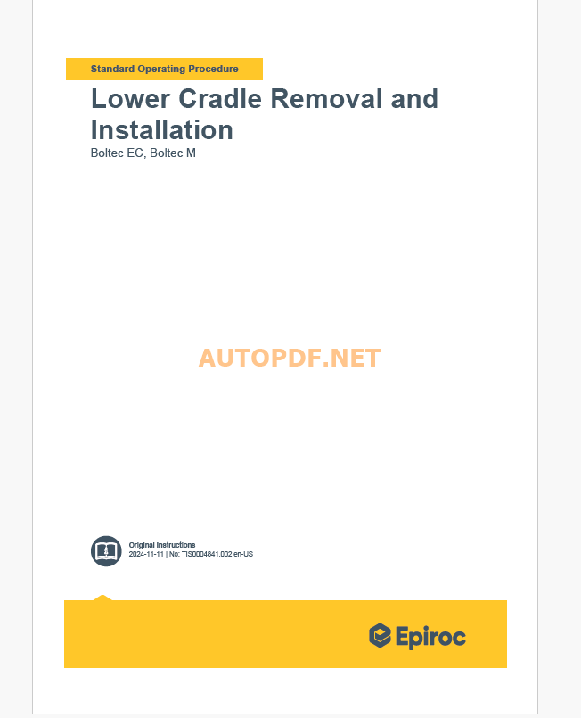 Epiroc Boltec M, Boltec EC Component Removal and Installation Instructions