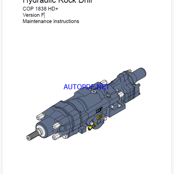 Atlas Copco Hydraulic Rock Dril COP 1838 HD+ Version F Maintenance Manual