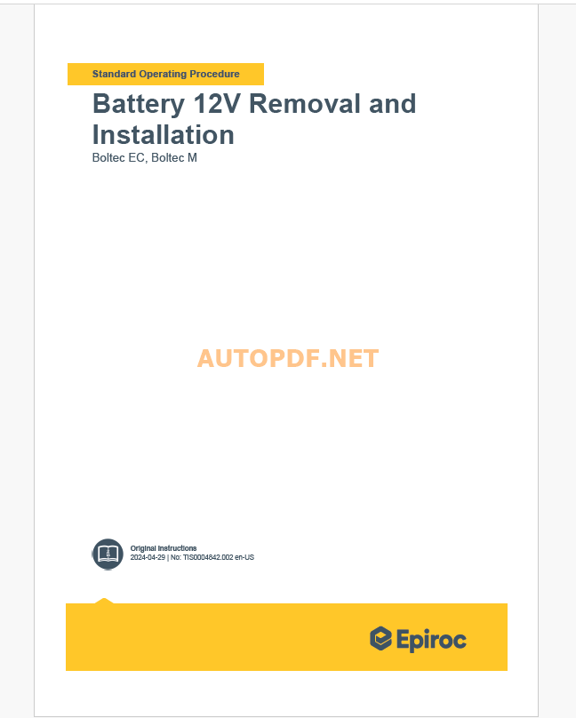 Epiroc Boltec M, Boltec EC Component Removal and Installation Instructions