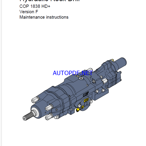 Atlas Copco Hydraulic Rock Dril COP 1838 HD+ Version F Maintenance Manual