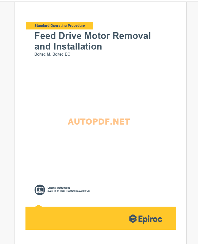 Epiroc Boltec M, Boltec EC Component Removal and Installation Instructions