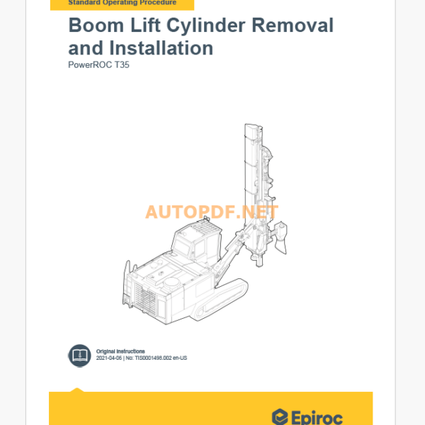 Format: Pdf Language: English Size: 2.44 MB Pages: Delivery Method: Speed Download Link Brand: Epiroc Model: Boomer S10 J Type of Documents: Component removal and installation instruction