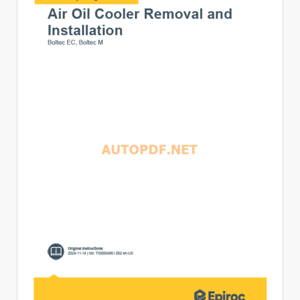 Epiroc Boltec M, Boltec EC Component Removal and Installation Instructions