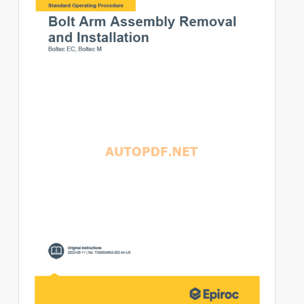 Epiroc Boltec M, Boltec EC Component Removal and Installation Instructions