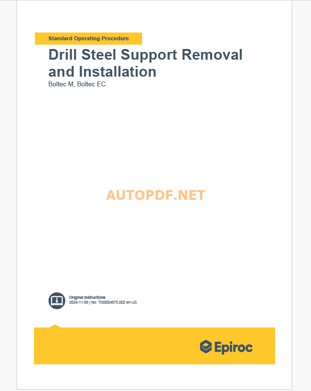 Epiroc Boltec M, Boltec EC Component Removal and Installation Instructions