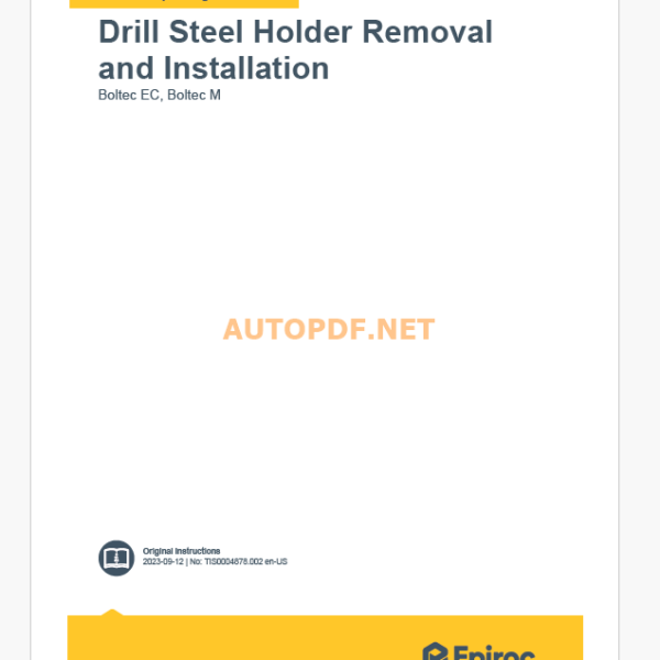 Epiroc Boltec M, Boltec EC Component Removal and Installation Instructions