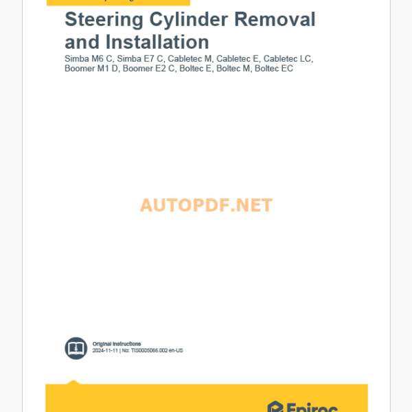 Epiroc Boomer E2 C, Boomer M1 D, Boltec E, Boltec M, Boltec EC, Cabletec LC, Cabletec E, Cabletec M, Simba E7 C, Simba M6 C Original Instructions Component Removal and Installation Instructions