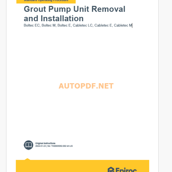 Epiroc Boltec EC, Boltec M, Boltec E, Cabletec LC, Cabletec E, Cabletec MInstructions Component Removal and Installation Instructions