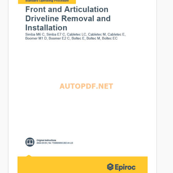 Epiroc Simba M6 C, Simba E7 C, Cabletec LC, Cabletec M, Cabletec E, Boomer M1 D, Boomer E2 C, Boltec E, Boltec M, Boltec EC Instructions Component Removal and Installation Instructions