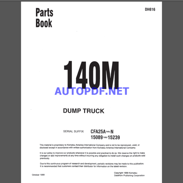 Komatsu 140M Dump Truck Parts Book