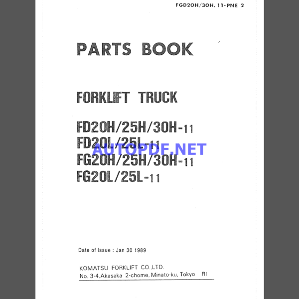 Komatsu FD20H, FD25H, FD30H-11 Parts Book