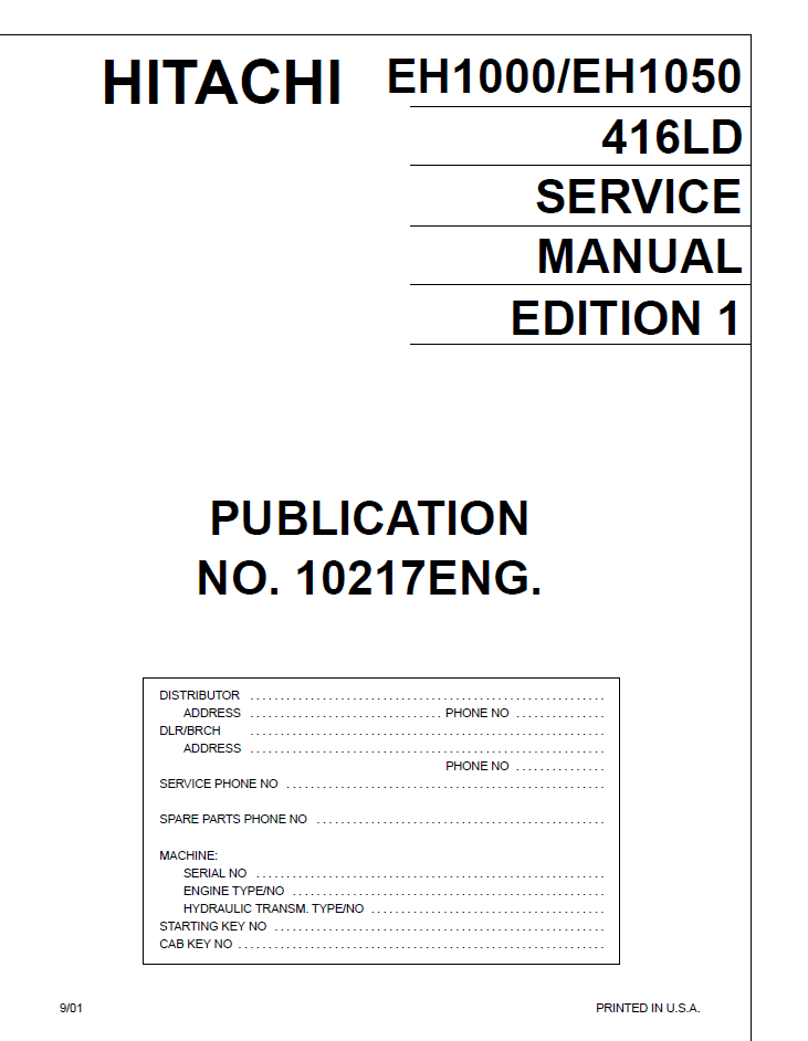 EH1000,EH1050 (416LD) Service Manual