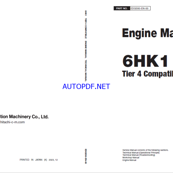 6HK1 Tier 4 Compatible Engine Manual (North America)