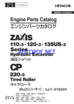 ZX110-3, 120-3, 135US-3 Series Excavator, CP220-3 Tired Roller ISUZU (4JJ1-XYSA03) Engine Parts Catalog