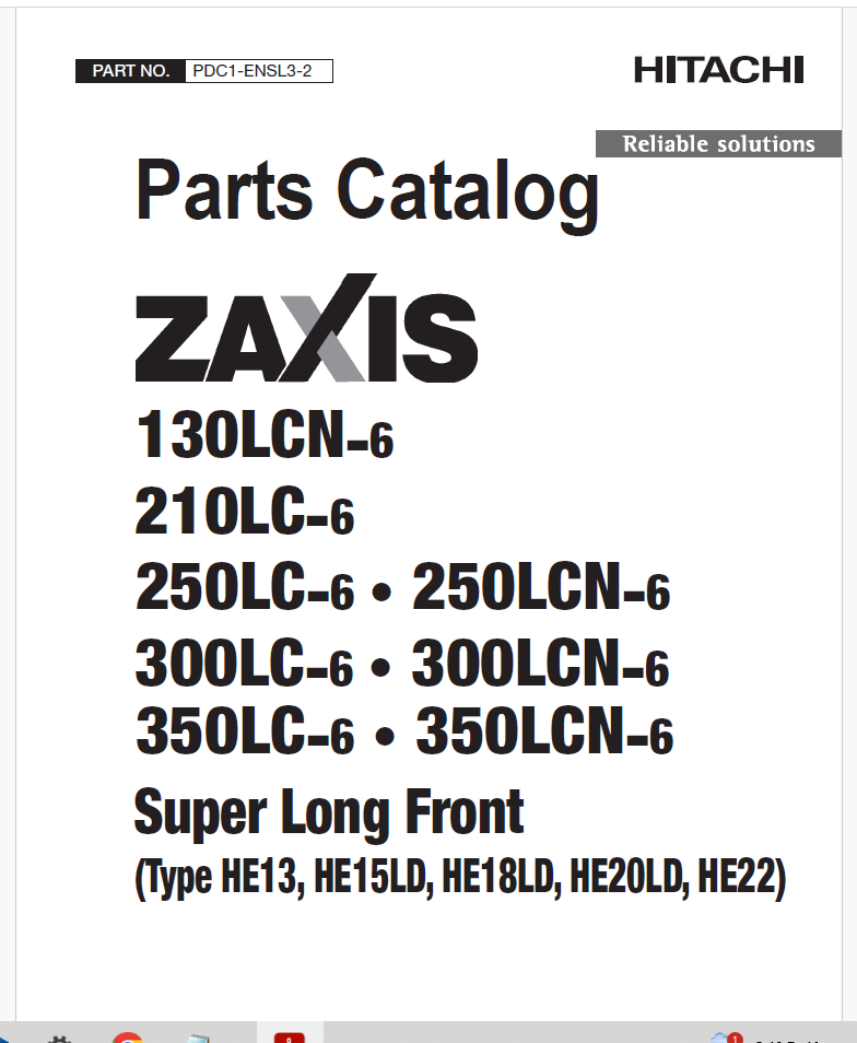 ZX120-6,ZX135US-6 Series ISUZU(4JJ1-XASA12) Engine Parts Catalog