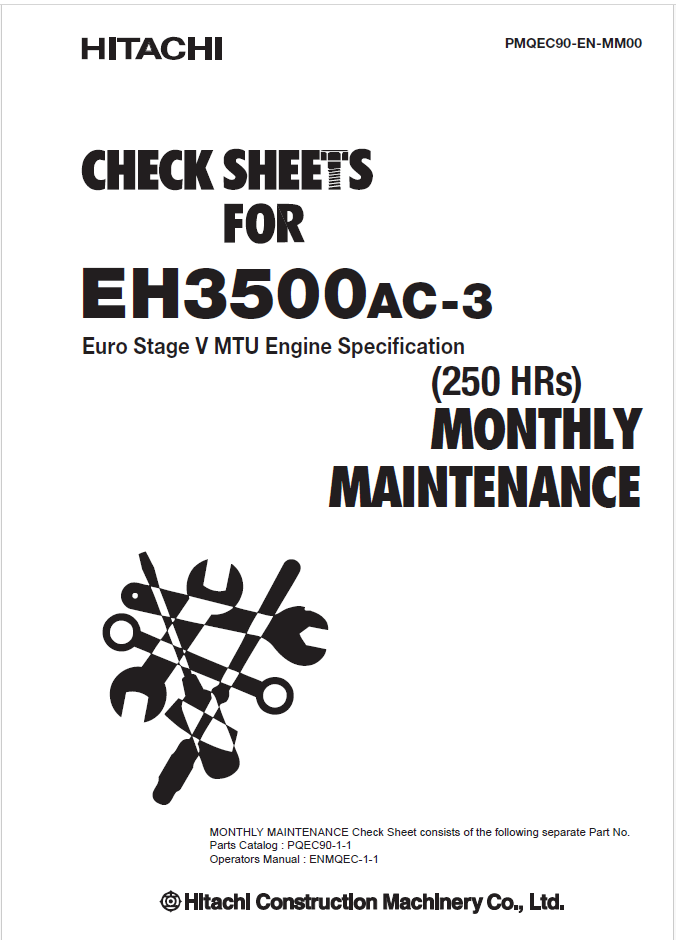 EH3500AC-3 (Euro Stage V MTU Engine) MONTHLY MAINTENANCE CHECK SHEETS