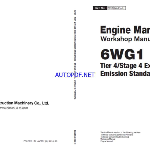 6WG1 Tier 4 Compatible Engine Manual (Workshop Manual)