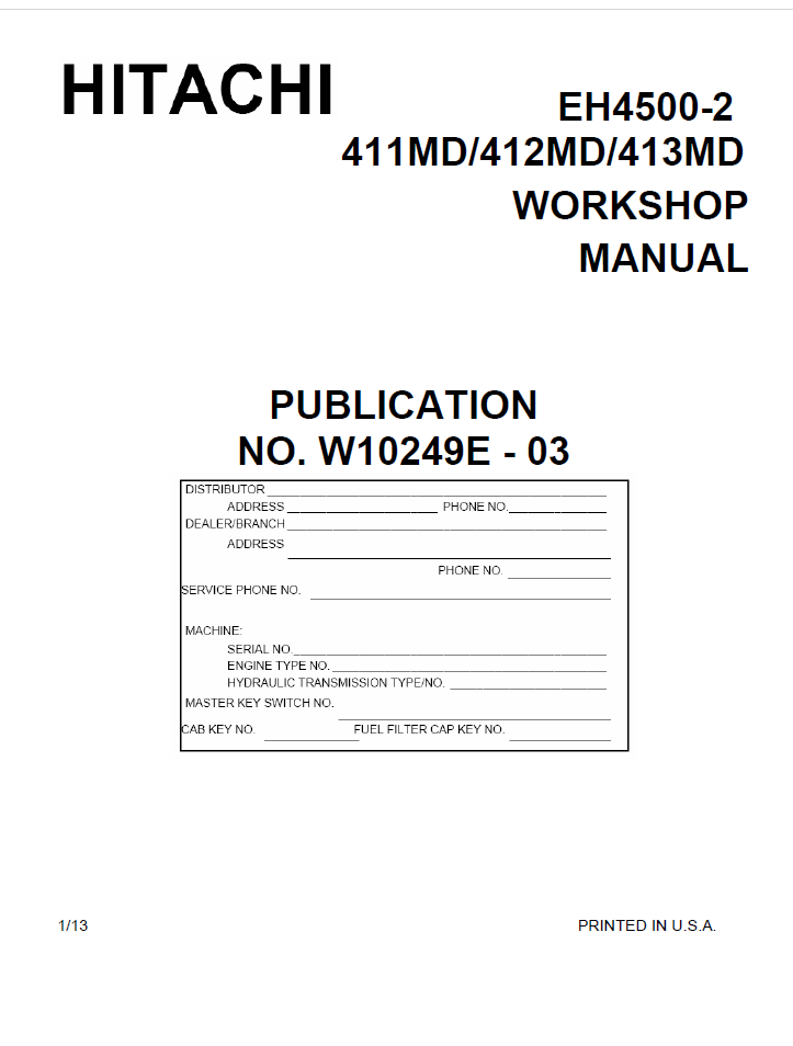 EH4500-2 411MD, 412MD, 413MD Workshop Manual