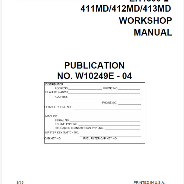 EH4500-2 411MD, 412MD, 413MD Workshop (Service) Manual