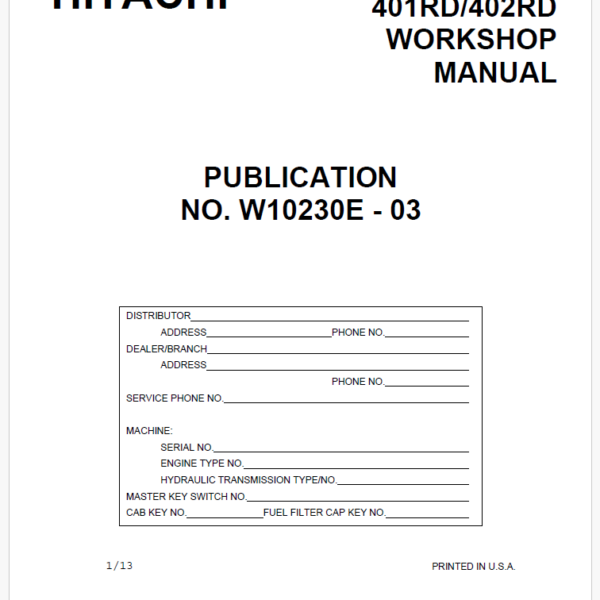 EH5000 401RD, 402RD Workshop (Service) Manual