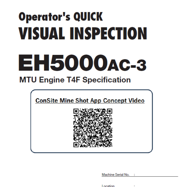 EH5000AC-3 OPERATOR'S QUICK VISUAL INSPECTION CHECK SHEET