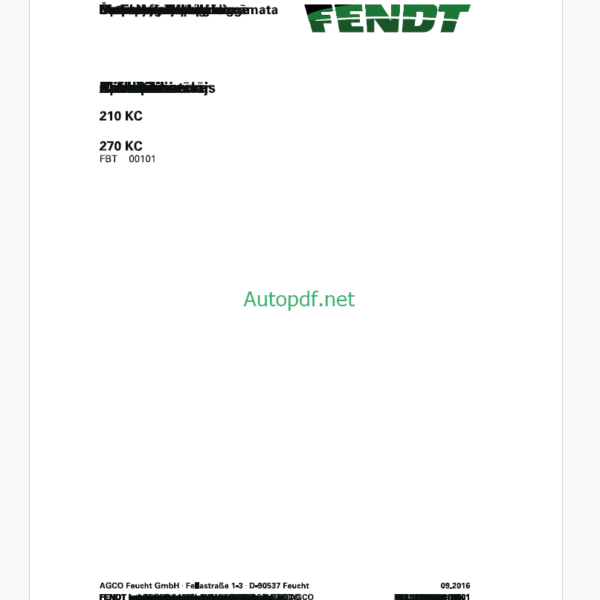 Fendt 210 KC, 270 KC Twister Operator's Manual (FEL1276940401)