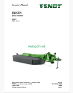 Fendt 270 P Slicer Disc Mowe Operator's Manual