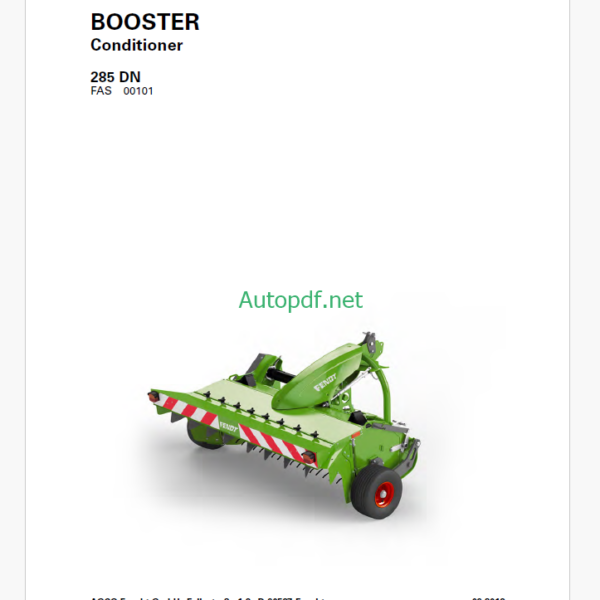 Fendt 285 DN Booster Conditioner Operator's Manual