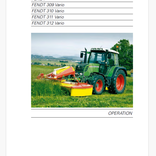 Fendt 309, 310, 311, 312 Vario Farmer Operator's Manual