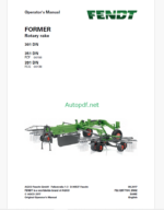 Fendt 310 DN, 351 DN, 391 DN Former Rotary Rake Operator's Manual
