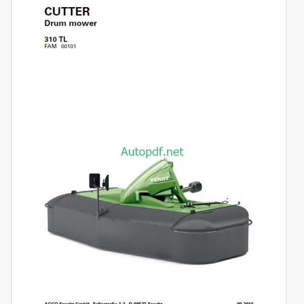 Fendt 310TL Cutter Drum Mower Operator's Manual