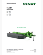 Fendt 313 TKC, 313 TRC Slicer Disc Mower Operator's Manual