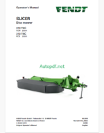 Fendt 313 TKC, 313 TRC Slicer Disc Mower Operator's Manual