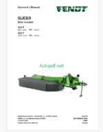 Fendt 320 P (FBP and FBO) Slicer Disc Mower Operator's Manual