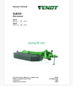 Fendt 320P (FBP, FBO) Slicer Disc Mower Operator's Manual (FEL1390640401)
