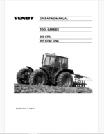 Fendt 390 GTA, 395 GTA, 395 GHA Tractor Tool Carrier Operator's Manual