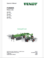 Fendt 400 DN, 426 DN, 456 DN Former Rotary Rake Operator's Manual