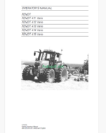Fendt 411, 412, 413, 414, 415 Vario Tractor Operator's Manual