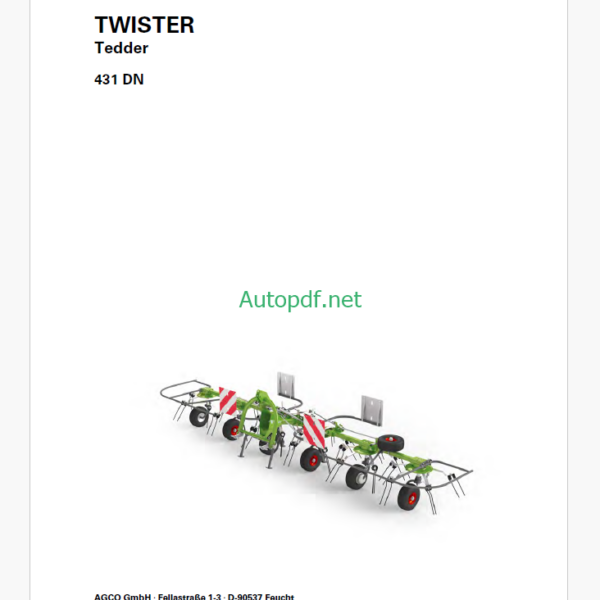 Fendt 431 DN Twiter Tedder Operator's Manual