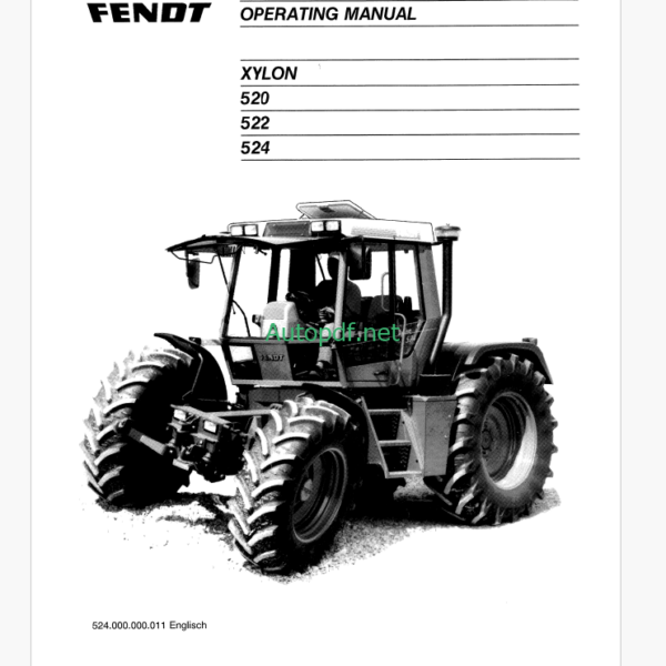 Fendt 520, 522, 524 Xylon Tractor Operator's Manual