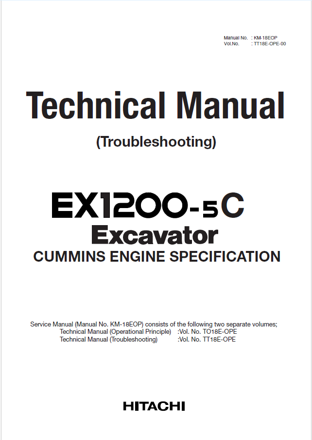 EX1200-5C CUMMINS ENGINE Technical manual (Troubleshooting)