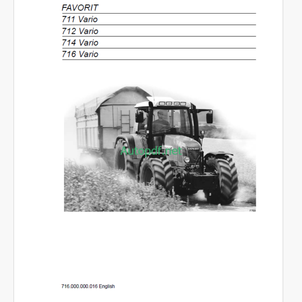Fendt 711, 712, 714, 716 Vario Favorit Tractor Operator's Manual