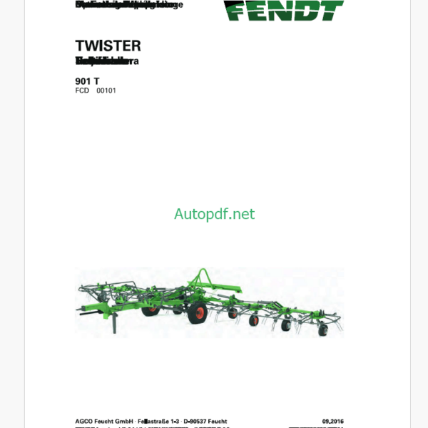 Fendt 901 T Twister Operator's Manual (FEL1549440401)